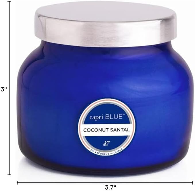 Capri Blue Signature Jar Candles - Long Lasting Soy Wax Blend - Luxury Tropical Scented Candles - Comes in Blue Decorative Glass Jar (Coconut Santal, 8 oz)