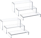 HIIMIEI Acrylic Display Risers, 6 Pcs 9" Large, Thickened 5mm Clear Rectangular Risers for Cupcake Stand, Tiered Display Stand for Collectibles