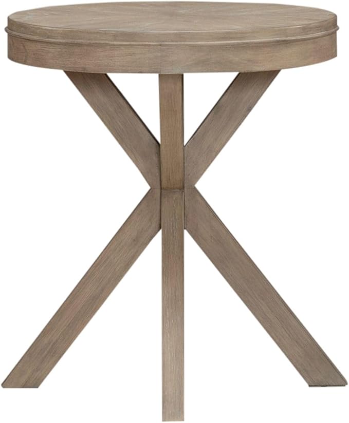 Liberty Furniture Brentwood Round End Table for Living Room - Sandstone Oak Wood
