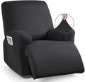 TAOCOCO Oversized Recliner Chair Covers 4-Pieces, Stretch Recliner Cover for Large Recliner Washable Reclining Chair Cover Polyester Soft Fabric Furniture Protector (Oversized Recliner, Black)