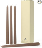10-Inch Tall Dripless Taper Candles Set of 4 - Taupe Tapered Candles, Perfect for Spring - Smokeless, Unscented, Long Burning - Hand Poured, Colored Tall Candlesticks - Gray