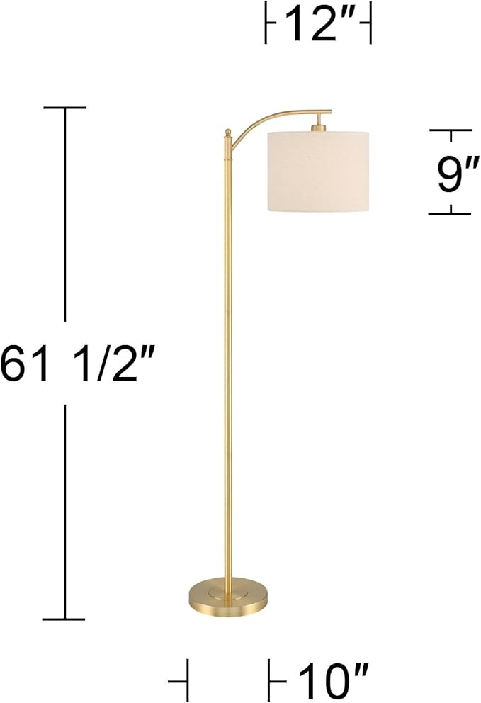 360 Lighting Rayna Farmhouse Rustic Industrial 61 1/2" Tall Standing Floor Lamps Set of 2 Lights Downbridge Arc Task Foot Switch Metal Warm Gold Finish Living Room Bedroom House Reading Office