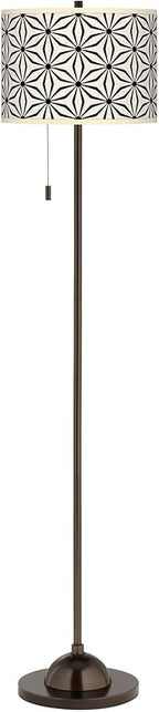 Kaleidoscope Flowers Bronze Club Floor Lamp with Print Shade