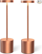 Cordless Table Lamps Rechargeable Set of 2, Portable LED Desk Lamp, 5000mAh Battery Powered Wireless Table Light - 3 Color Dimmable Lighting for Restaurant Dining Patio Outdoor Bedroom(Rose Gold)