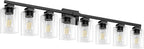 BesLowe 51" 8-Light Bathroom Light Fixture, Modern Black Vanity Light, Bathroom Lighting Fixtures Over Mirror, Matte Black Bathroom Wall Lamp, Wall Lights for Living Room Bedroom Hallway