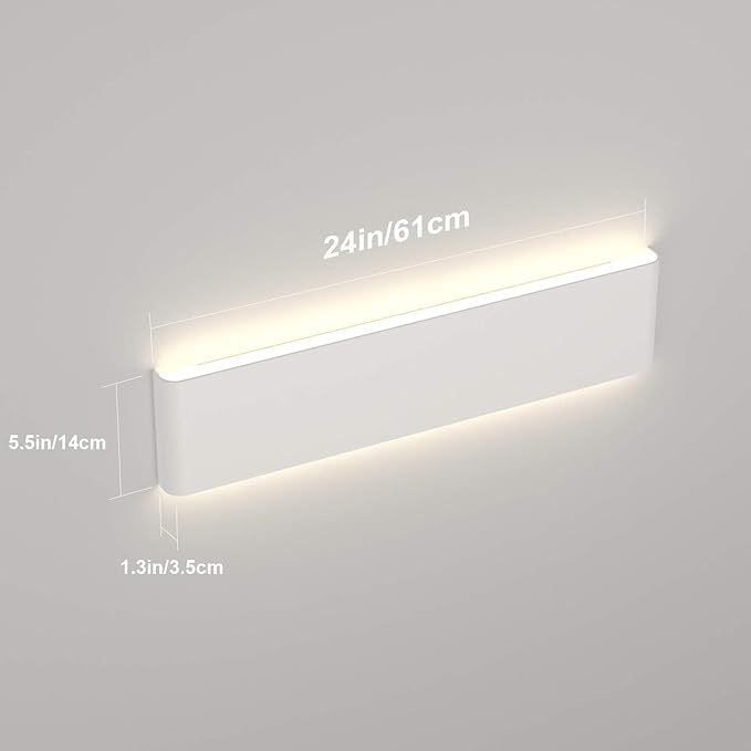 Ralbay 20W Bathroom Light Fixture 24 inch Natural White Light 4000K Vanity Light White Wall Sconce Light for Dressing Room IP44 Waterproof 2600LM