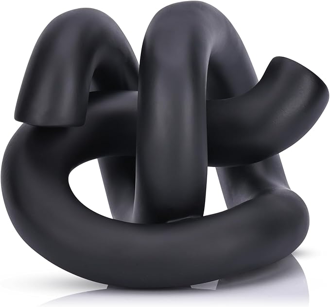 LCCCK Funky Abstract Black Knot Knick Knacks - Black Accent Decor for Coffee Table & Tv Stand, Modern Geometric Sculpture Scandinavian Minimalist Home Statue Decorative Objects Entryway Bookcase Book