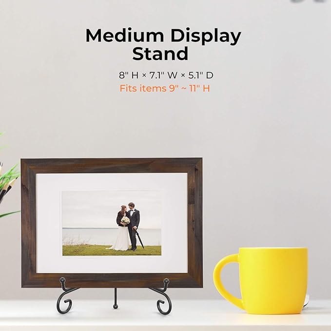 TR-LIFE 4 Pack Plate Stands for Display - 8 Inch Plate Holder Display Stand + Metal Easel Stand for Picture Frame, Decorative Plates, Book, Photo, Collectibles (4 Pack)
