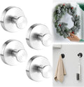 2026 Upgraded Suction Cup Hooks for Door Wreaths, Removable No Drill Wreath Hangers for Front Door, Reusable Hooks Holder for Glass Window Towel Shower Bathroom Kitchen (4, Silver)