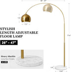 77” Arc Floor Lamp for Living Room, Upgraded Gold Standing Lamp with Remote, 3 Color Temperatures & Brightness Adjustable, Modern Arched Floor lamp for Bedroom,Office, Antique Brass, LED Bulb Included