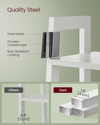 VASAGLE Ladder Shelf, 4-Tier Bookshelf, Storage Rack, Bookcase with Steel Frame, for Living Room, Home Office, Kitchen, Bedroom, Industrial Style, Maple White and Pearl White ULLS044W44