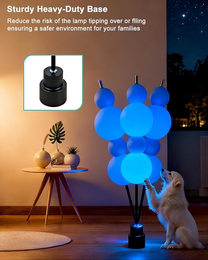 Lightdot RGB& 3000K Floor Lamp with Touch Control, Dimmable Colors Temperature, Globe Modern Floor Lamp with Smart Bulb Included, Blue Standing Lamps for Living Room/Sofa Beside/Corner Decor