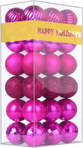Fuchsia 1.6" Small Christmas Balls Christmas Tree Decoration Ornaments Shatterproof Hanging Balls for Birthday Halloween Holiday Wedding Decorations Set of 36pcs