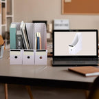 25 Pcs Cardboard Magazine File Holders Magazine Book Bin Box with Label Sticker Paper Organizer Storage Folder for Desk Shelves School Classroom Office Supplies(Classic,White)
