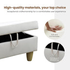 Simple Deluxe Ottoman with Storage, 28.5''Upholstered Foot Rest Stool for Living Room, Bedroom, Entryway, Multi-Functional Storage Ottoman Bench with Hinged Lid, White