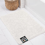 KANGAROO Bathroom Rugs, Chenille Soft Absorbent Bath Rug, Shaggy Shower Mat, Quick Dry Machine Wash Bathmat, Plush Carpet Mats for Tub, Bathtub and Room Home Decor Accessories, 30x20, White