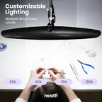 Neatfi XL Nail Desk Lamp with Clamp, 2200 Lumens, 20-Inch Wide Head, Dimmable 4 Levels, 6500K, LED Task Light for Manicure Table, Crafts, Workbench, Office (Non-CCT, Black)