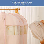 65'' Dress Bags for Gowns, 4 Pack Pink Garment Bags for Hanging Clothes, Dress Garment Bag Women, Long Dress Cover for Coats, Dresses, Uniforms