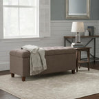 Homepop Home Decor | Tufted Ainsley Button Storage Ottoman Bench with Hinged Lid | Ottoman Bench with Storage for Living Room & Bedroom, Brown 18x40x18 inches