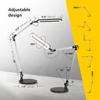 OTUS Desk Lamp for Home Office with Wireless Charger | LED Adjustable Architect Swing Arm Task Light for Computer Desk, Reading, Study & Video Calls | Dimmable Eye-Care Panel with Smart Memory