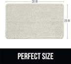 KANGAROO Bathroom Rugs, Chenille Soft Absorbent Bath Rug, Shaggy Shower Mat, Quick Dry Machine Wash Bathmat, Plush Carpet Mats for Tub, Bathtub and Room Home Decor Accessories, 30x20, Cream