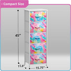 Sorbus Kids Dresser with 5 Drawers - Storage Chest Organizer Nightstand - Steel Frame, Wood Top, Tie-Dye Fabric Bins for Clothes - Wide Furniture for Bedroom, Hallway, Nursery, Closet, & Apartment