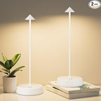 Cordless Table Lamp Rechargeable, Battery Operated 6000mAh Desk Lamp Touch Dimmable Lamp Outdoor Waterproof Portable Wireless Table Light, Small Table Lamp for Restaurant Bar/Outdoor(White-2PC)