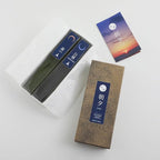 Asayu Japan Low Smoke Incense Gift Set with Incense Holder and Brass Stand, Premium Yoga Set (Lotus & Sandalwood) Incense Sticks with Navy Blue Lotus Holder