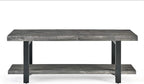 Pomona 2-Tier Entryway Bench with Storage Shelf – Solid Pine Wood Seat with Black Metal Frame – Rustic Industrial Shoe Bench for Hallway, Dining, or Living Room by Alaterre Furniture (Slate Gray)