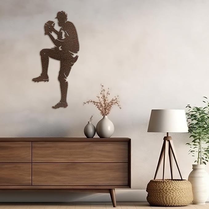 SIGNLEADER Metal Wall Art Decor - Baseball Pitcher Sport Minimalist Modern Abstract Wall Sculpture Hanging Home Decoration for Living Room, Bedroom, Bathroom, Kitchen, Studio, Outdoor - 30" Bronze