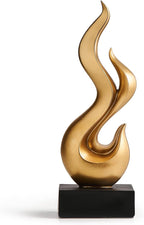Modern Abstract Art Table Decoration, Gold Decor Flame Statue for Living Room Home, Black Shelf Decor Accents, Abstract Art Resin Sculpture for Dining Room, Office & Coffee Table Centerpiece (Gold)