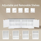 DINZI LVJ Shoe Bench, Entryway Storage Bench with Doors, Cushion, 2-Tier Shoe Rack with 8-Cubby, 47.2”L x 13.8”W Shoe Organizer Cabinet, Adjustable Shelf, Living Room, Bedroom, White