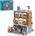 Vintage American Hardware Store Building Blocks, 3-Story Modular Street View with Hot Dog Cart & 7 Figures, 3642 Pieces Adult Building Kit, Collectible City Architecture Model