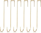 Hotop 15 Inch 6 Pcs Wreath Hangers for Front Door Over The Door Hanger Hooks Steel Wreath Doors Hangers Clothes Towel Hooks Holder for Christmas Halloween Front Decorations Welcome Sign(Champagne)