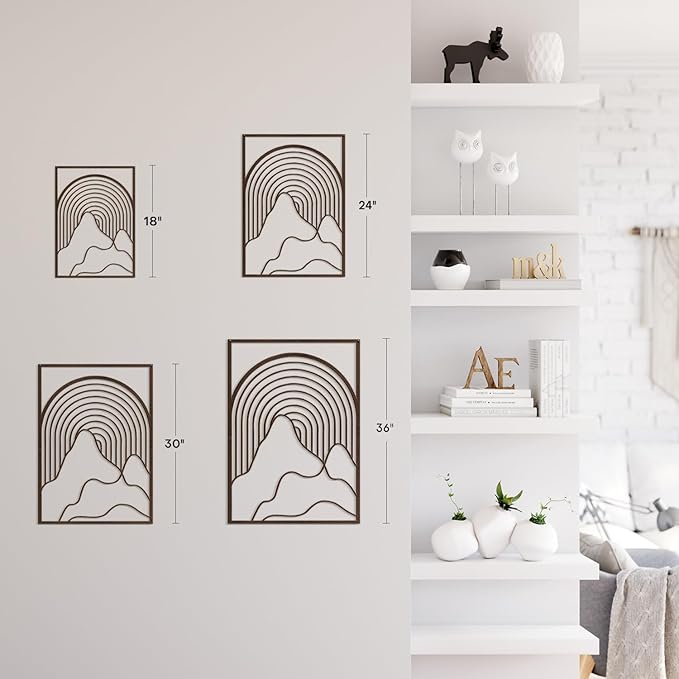 SIGNLEADER Metal Wall Art Decor Geometric Mid-Century Stripe Landscape Modern Abstract Wall Sculpture Hangings Home Decoration for Living Room, Bedroom, Bathroom, Kitchen, Outdoor - 18" Bronze