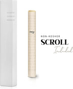 SURI Mezuzah for Door with Scroll Inside – 4 Inch White Concrete Judaica Mezzuzah Case with Non-Kosher Scroll, Self-Stick Adhesive, Gift Box Included, Fits a 3 Inch Scroll