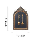 S-MANTIS Vintage Wall Sculpture,Antique Pediment,Hallway Wall Art, Hand Painted Wall Decoration With Embossed Intricate Spoon and Fork Design, Arched Aesthetic Room Décor, Gallery, Unique Gift