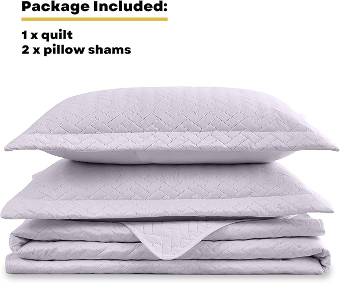 Maple&Stone Quilt Set Twin/Twin XL, Lightweight Lilac Purple Bedspread Ultrasonic Chevron Pattern Light Coverlet for All Season Comforter Bedding Decor - 2 Piece Twin Extra Long Bed Cover Sets