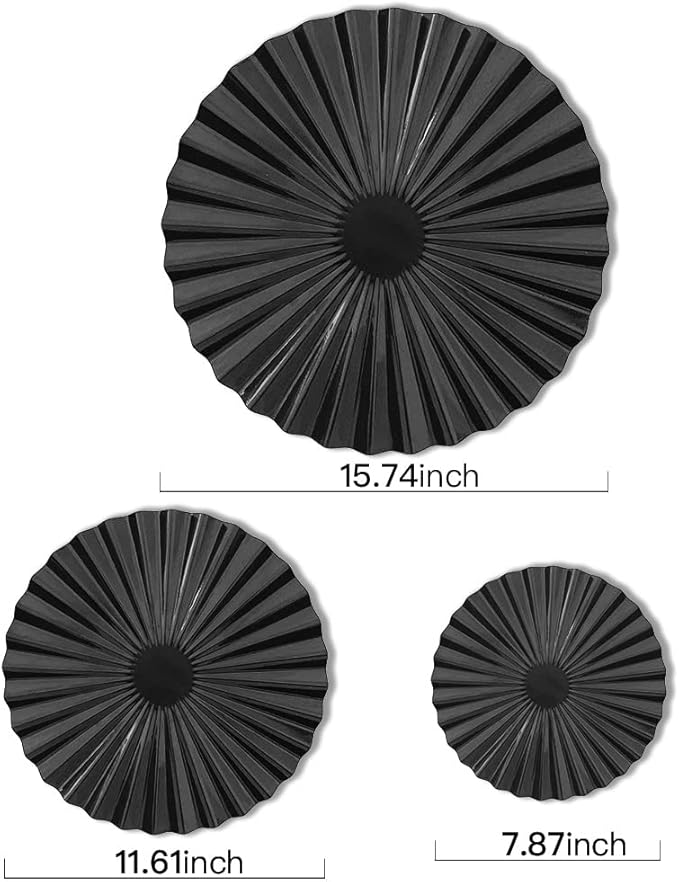 ITrixgan 7 Pieces Black Wall Art Metal Modern Round Large Sunburst Hanging Wall Decor Above Bed TV for Home Office Bedroom Living Room