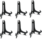 Artliving 10 Inch Black 6pcs/Set Plastic Easels Plate Display Stands Picture Frame Stand Holder