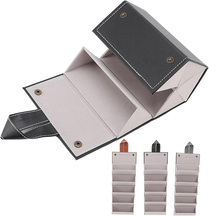 Travel Glasses Case Storage Multifunctional PU Leather Portable Sunglasses Organizer Case Multiple Slots for Glasses(Gray)