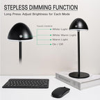 2 Pack Rechargeable Table Lamps, Cordless Bedside Touch Lamp, 3 Color Temps (3000K-6500K), Stepless Dimming, Touch Control, for Restaurant/Bedroom/Outdoor Patry/Camping