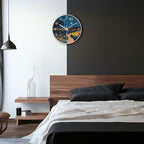 8 inch Silent Battery Operated Wall Clock, Decorative Round Wall Clock, Men Under The Starry Night
