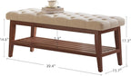 LEILISI Entryway Shoe Bench with Storage, End of Bed Bench, Linen Upholstered Button-Tufted Seat Bench with Solid Wood Frame for Living Room, Bedroom (Beige, 39.4'')