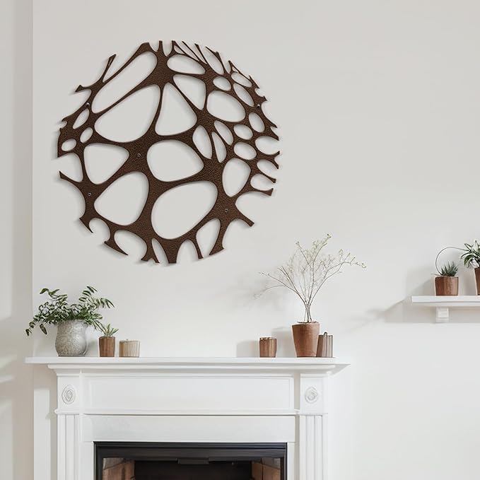 SIGNLEADER Metal Wall Art Decor Abstract Circle Minimalist Modern Abstract Wall Sculpture Hangings Home Decoration for Living Room, Bedroom, Bathroom, Kitchen, Outdoor - 24" Bronze