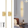 Battery Operated Wall Sconce Set of Two with Remote Control, 3000K-6000K Dimmable Gold Wall Lights, Timable LED Wireless Wall Sconces, 350° Ratate for Bathroom, Living Room, Hallway 29.1 Inch