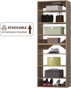 ROOMTEC 31.5" Shelf Short Tower Closet Unit, Modular Closet System with Shelf, Wardrobe Organizer for Bedroom or Walk-in Closet, Wall Mounted, Customizable Clothes Storage Unit, Wood