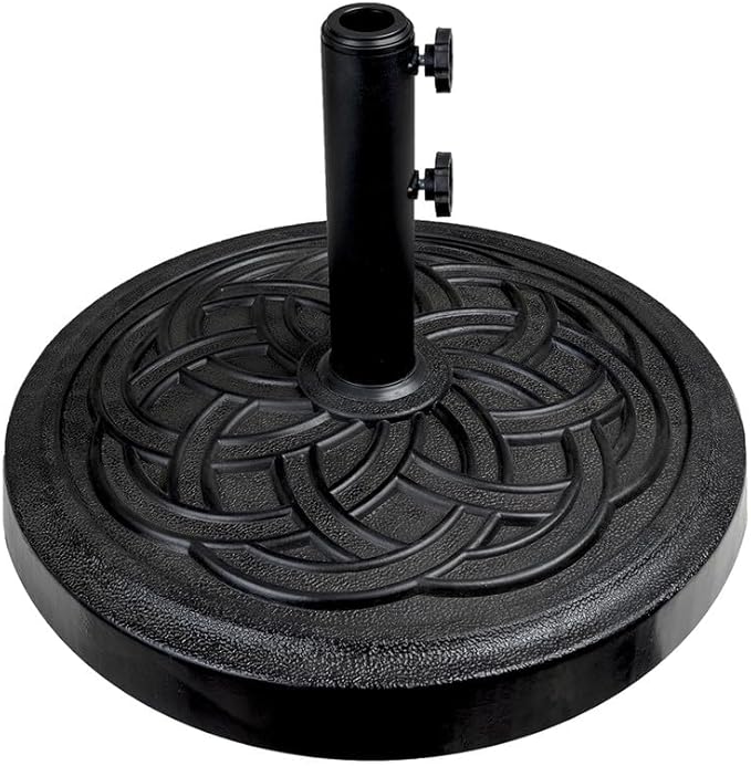 Sundale Outdoor Umbrella Base 48lbs with Stainless Steel Umbrella Tube, Heavy Duty Square Resin Umbrella Stand, Black