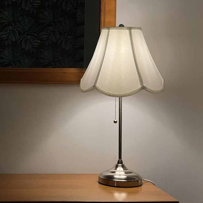 TOOTOO STAR Small scalloped lamp shades, 6" x 13" x 9.25" White Fabric lamp shade, Handmade DIY table lamp, floor lamp, wall lampshade
