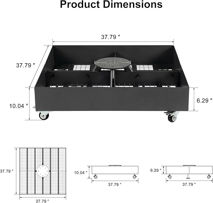 PURPLE LEAF Patio Umbrella Base WK4500 with 4 Lockable Wheels 1100 lbs High Capacity Heavy-Duty Cantilever Offset Steel Weighted Base